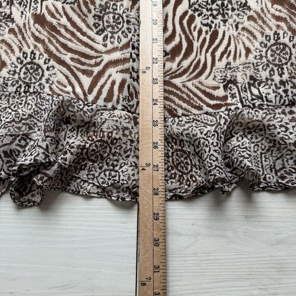 Y2K Cynthia Howie Maggy Boutique Women’s 14 Petite Silk Brown Animal Print Skirt - Picture 10 of 10